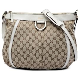 Borsa a tracolla Gucci GG Canvas Abbey D Ring Beige