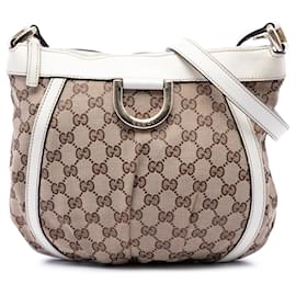 Borsa a tracolla Gucci GG Canvas Abbey D Ring Beige