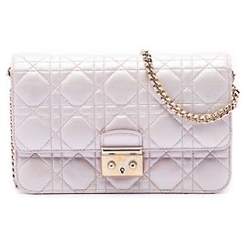 Pink Dior Metallic Lambskin Cannage Miss Dior Promenade Crossbody