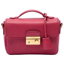Borsa Satchel Prada Saffiano Sound Lock Rosa