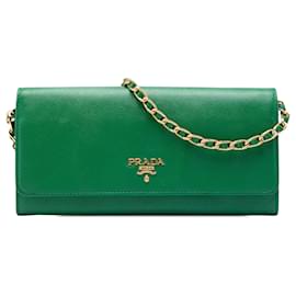 Prada Saffiano Lux Wallet On Chain Crossbody Bag Grün