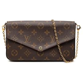 Borsa a tracolla Louis Vuitton Monogram Pochette Felicie Marrone