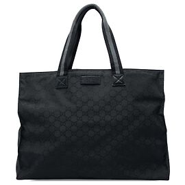 Tote Gucci GG in nylon nero con banda Web