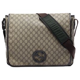 Borsa a tracolla Gucci Large GG Supreme Interlocking G Beige