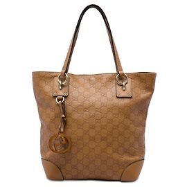 Borsa Tote Gucci Medium Guccissima GG Charm Marrone