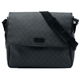 Borsa a tracolla con patta Gucci GG Supreme Nera