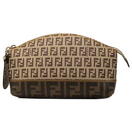 Beauty case Fendi Zucca e Zucchino in tela rivestita beige