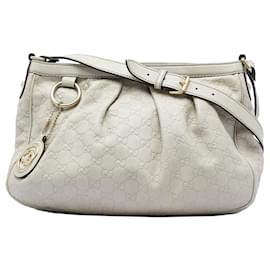 Borsa a tracolla Gucci Guccissima Sukey bianca