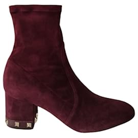 Valentino Rockstud Botines de Ante Morado