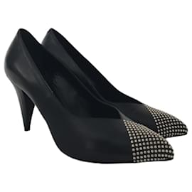 Celine Pumps aus schwarzem Leder mit Nieten - Céline