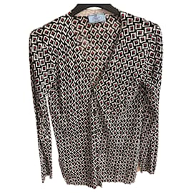 Prada Seiden-Cardigan mit geometrischem Muster