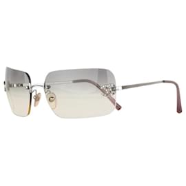 Chanel 2000s Rimless '4017 D' CC Rhinestone Sonnenbrille