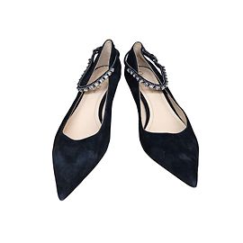 Décolleté con cinturino alla caviglia Christian Dior in camoscio nero decorato Taglia 39