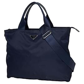 Borsa Tote Prada in nylon blu navy