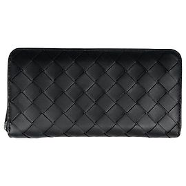 Cartera larga Bottega Veneta de piel de becerro negra