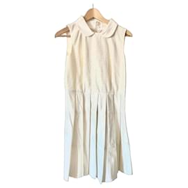 Red Valentino Cream Textured Pleated Dress