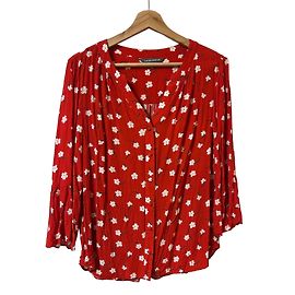 Autre Marque Laura Ashley Viskosebluse mit rotem Blumenprint