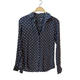 Autre Marque Camisa de seda con lunares azul marino GANT