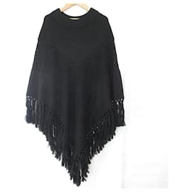 Autre Marque COLUMN Crochet-Strick-Poncho mit Fransen