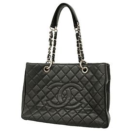 Bolso Tote Chanel de piel de becerro granulada negra