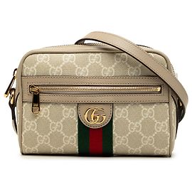 Gucci Mini Borsa a Tracolla Ophidia Web in GG Supreme Marrone