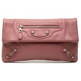 Clutch a Busta Balenciaga Giant 21 Motocross in pelle di vitello grana rosa