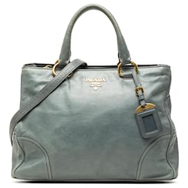 Borsa Satchel Prada Blue Vitello Shine