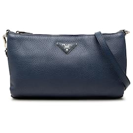 Prada Blue Vitello Daino Crossbody