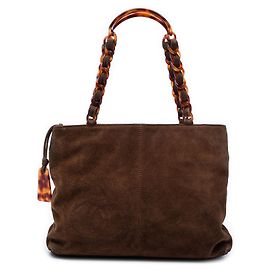 Chanel Brown CC Suede Tortoise Chain Tote