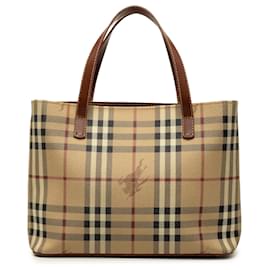 Burberry Beige Mini Haymarket Check Coated Canvas Tote