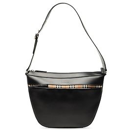 Borsa a tracolla in pelle Burberry Black House Check Trimmed