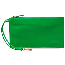 Pouch Bottega Veneta in pelle verde con tasca zip