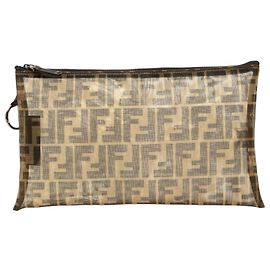 Clutch Fendi Brown Zucca Mesh