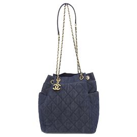 Chanel 91135 Navy Denim Shoulder Bag