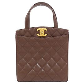 Borsa Chanel in pelle di vitello martellata marrone
