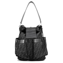 Fendi FF Jacquard Leder-Rucksack mit Kordzug
