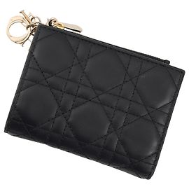 Portafoglio bi-fold Lady Dior Christian Dior in pelle nera
