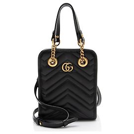 Gucci GG Marmont Mini Tote aus gestepptem Leder