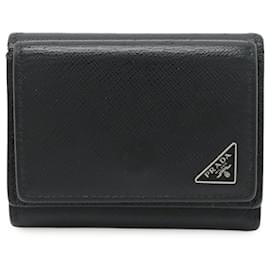 Cartera Trifold de piel Saffiano con logotipo Triangle de Prada