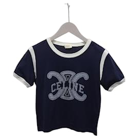 Triomphe T-Shirt aus Baumwolljersey in Navy und Weiß - Céline