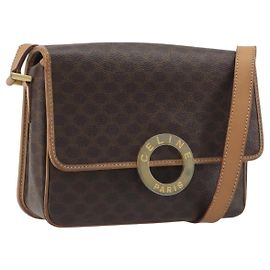 Céline Celine Vintage Macadam Circle Logo Canvas and Leather
