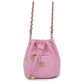 Borsa a tracolla con catena Chanel in vitello granulato rosa