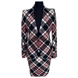 Conjunto de Blazer e Saia em Mistura de Lã Xadrez Alexander McQueen