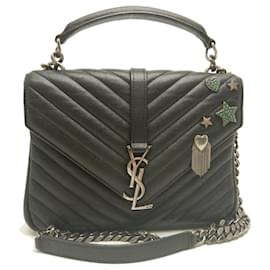 Sac à épaule 2-Way College en cuir noir Yves Saint Laurent
