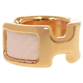 Hermes Olympe PM Ear Cuff en cuir plaqué or blanc - Hermès