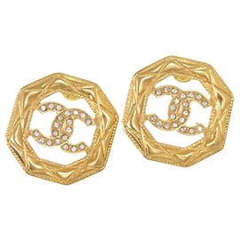 Orecchini a bottone Chanel Matelassé Coco Mark Gold