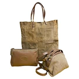 Autre Marque Set di borse in pelle e camoscio monogrammate