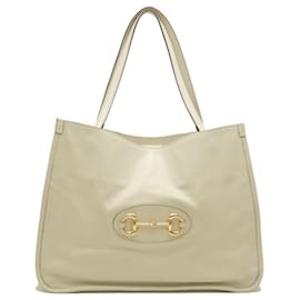 Borsa Tote GUCCI Horsebit 1955 in pelle avorio