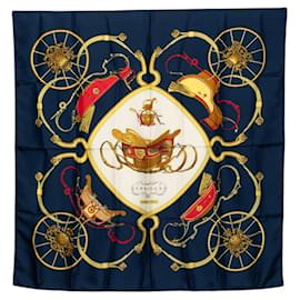 Foulard di seta Hermes Carre 90 Springs in Navy - Hermès