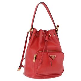 Borsa a mano PRADA in pelle 2way Rossa Oro Auth BA14119V